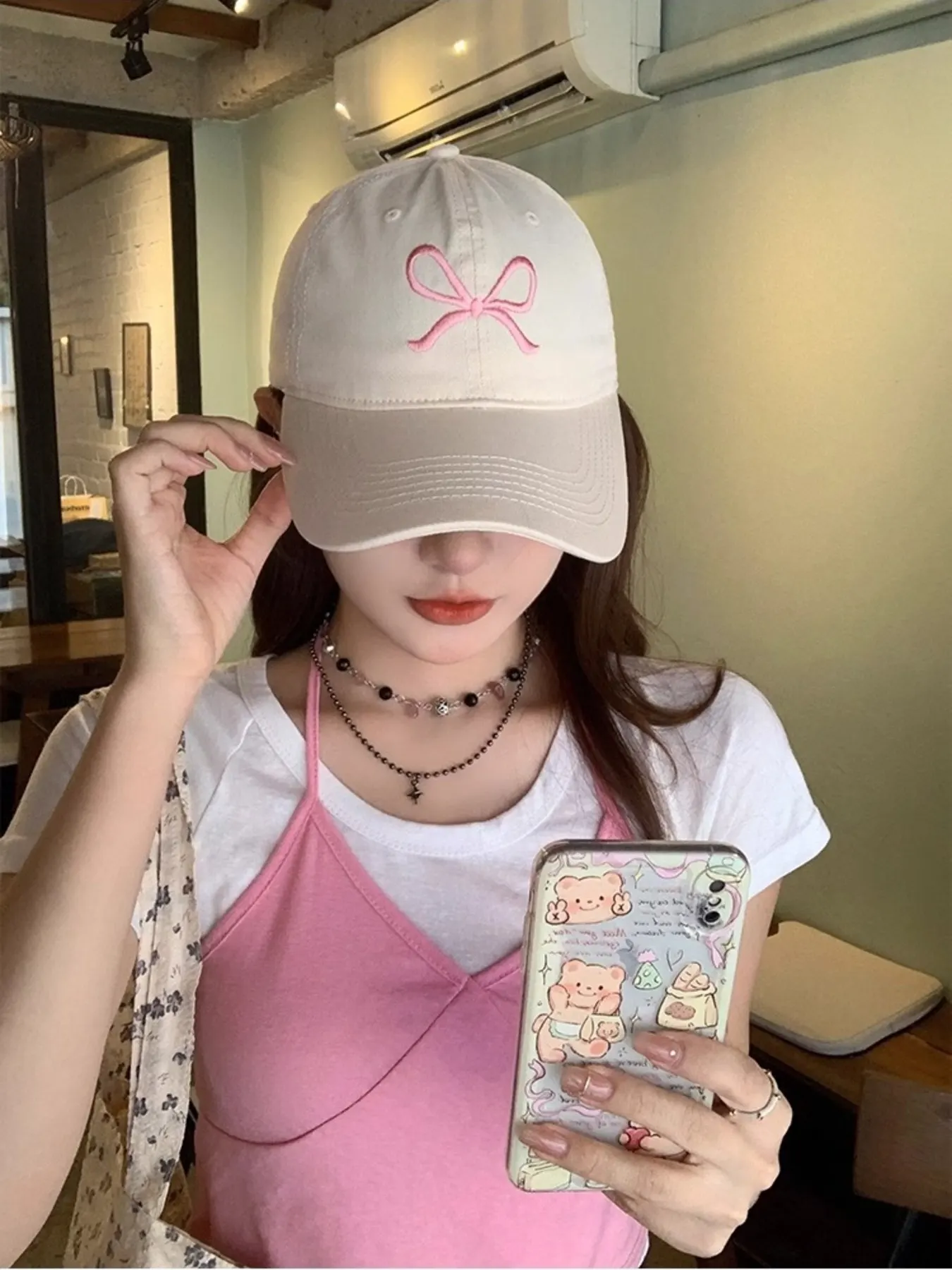 Embroidered Bow Baseball Cap 1