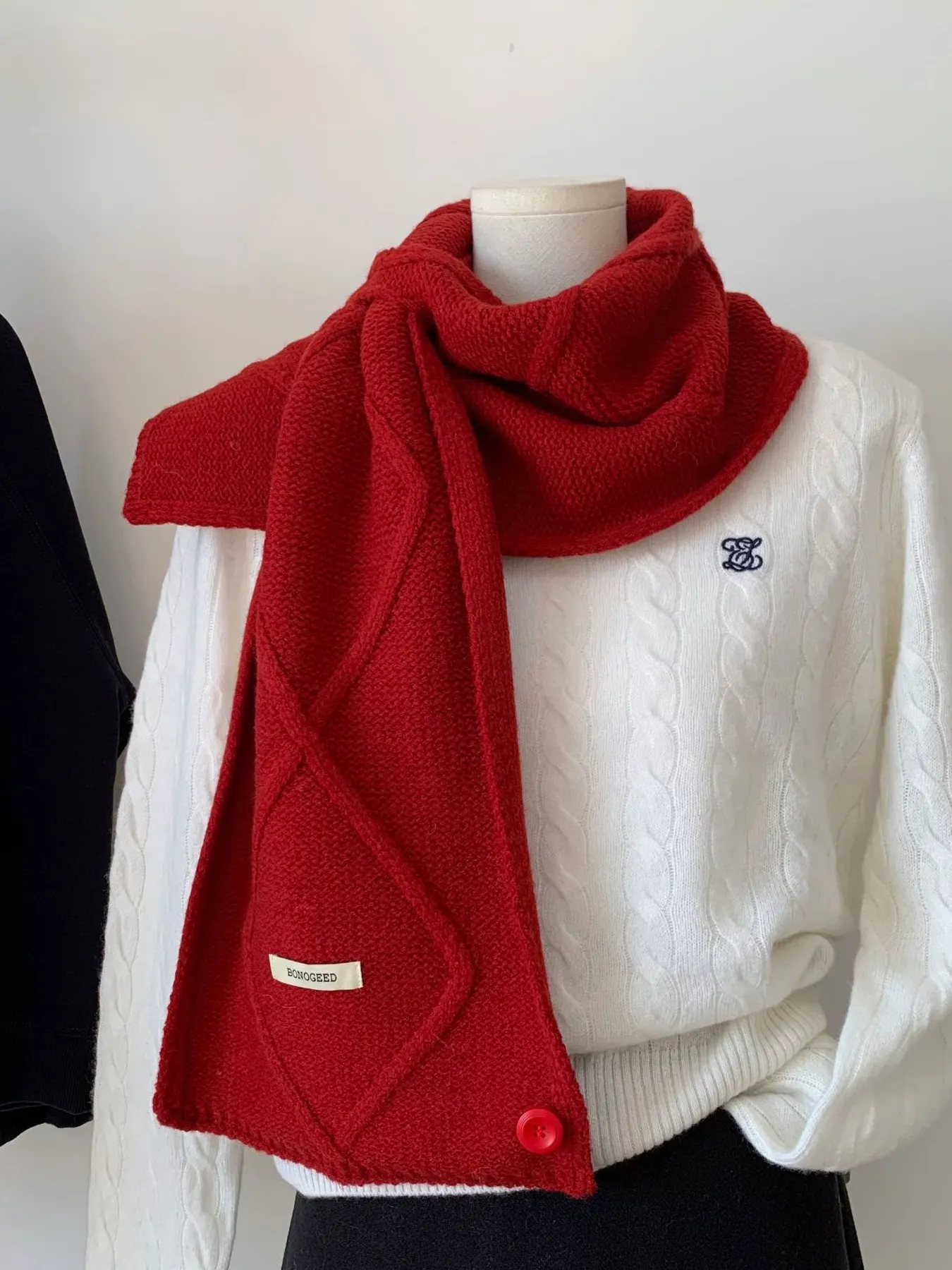 Solid Color Knitted Winter Scarf